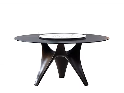 Modern Round Dining Table With Black And Marble Top And Unique Curved Metal Legs 3d model