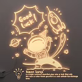 Creative Neon Light Combination Featuring Astronaut Rocket Stars Planets And Good Luck Text 3d model