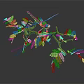 Two Green And Purple Dragonflies Resting On Branches With Green Leaves