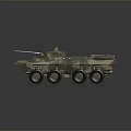 Military Camouflage Wheeled Tank with Top Mounted Weapons and Six Wheels