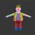 Cartoon Character With Blue Hair Orange Jacket Purple Shirt Red Pants Standing With Outstretched Arms
