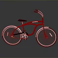 Classic Red Bicycle With Curved Frame Black Seat And Silver Rims