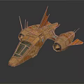Futuristic Brown Interstellar Spaceship 3D Model With Detailed Wings And Engines