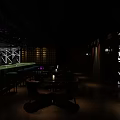 Modern Bar Interior With Illuminated Counter Seating Area And Decorative Lighting