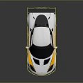 Sleek White Race Car With Yellow Green Stripes And Number 124 Rear Spoiler