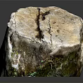 Natural Wooden Stone Displaying Surface Cracks Mossy Details and Rustic Organic Texture