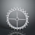 White Mechanical Gear Structure With Central Axis On Gray Reflective Background Surface 3d model