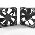 Two Black Square Frame Computer Cooling Fans With Blades For PC 3d model