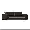 Modern Brown Leather Multiple Seat Sofa With Tufted Back And Stitched Details 3d model