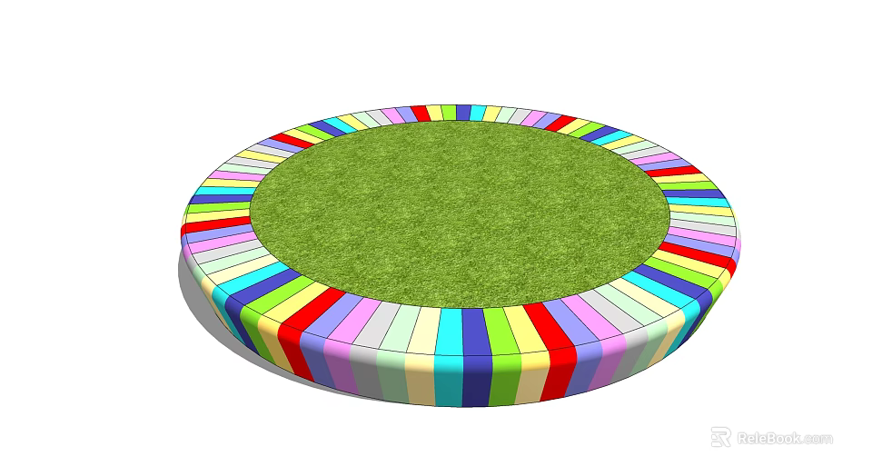 Colorful Circular Tree Pit Design With Green Grass And Striped Border 3d model 