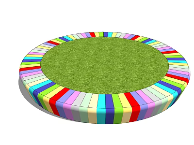 Colorful Circular Tree Pit Design With Green Grass And Striped Border 3d model