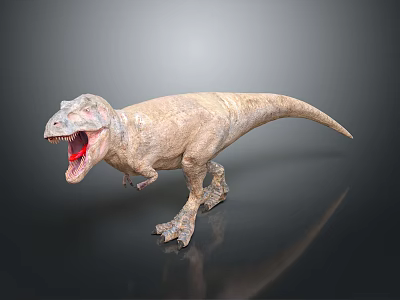 Realistic Tyrannosaurus Rex Dinosaur Model With Open Mouth And Detailed Skin Texture 3d model