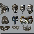 Ornate Venetian Masks With Golden Decorations Blue Patterns Butterfly Designs And Intricate Styles