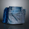 Classic Blue Denim Jeans With Stylish Pocket Design Stacked On Dark Surface