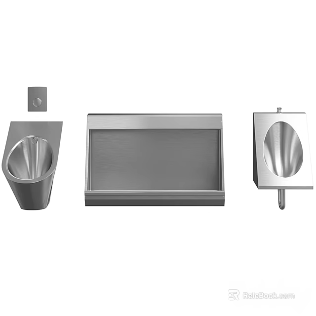 Stainless Steel Urinals Featuring Various Modern Design Styles For Bathroom Spaces 3d model 