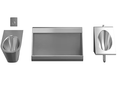 Stainless Steel Urinals Featuring Various Modern Design Styles For Bathroom Spaces 3d model