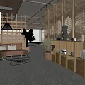 Elegant Modern Hotel Public Lounge Interior With Terrazzo Floor Curved Sofa And Potted Plants
