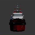 Detailed Red Tugboat Scale Model With White Superstructure And Deck Equipment 3d model