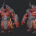 Fantasy Mythical Creature Design With Muscular Build Horned Head And Glowing Gem
