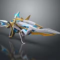 Cartoon Style Sci Fi Weapon With Sharp Blue Gold White Geometric 3D Rendered Design 3d model