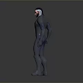 3D Rendered Male Character and Humanoid Creature with Tight Gray Suit Standing Pose