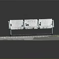 White Three Seat Bench With Metal Frame On Tile Platform With Moss Edge