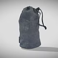Gray Cotton Drawstring Storage Pouch for Everyday Use with Adjustable String 3d model