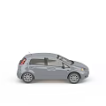 Silver Compact Family Car With Modern Front Headlights And Grille Design 3d model