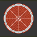 Shooting Weapon Training Target with Red Circular Segmented Sections and White Lines