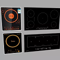 Kitchen Appliances Electric Cooktop Panels With Different Designs And Black Glass Surfaces