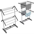 Metal Clothes Drying Rack With Multi Layer Structure And Hanging Clothes Design 3d model