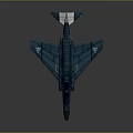 Dark Blue Military Fighter Jet With Sleek Body And Number 718 Design