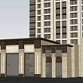 Modern High Rise Building Exterior With Multiple Windows And Attached Low Structure 3d model