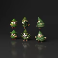 Cartoon Zongzi Characters Wrapped In Green Bamboo Leaves With Cute Expressions
