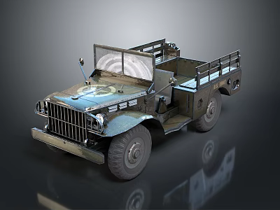 Vintage Military Truck With Open Cargo Bed Metal Rails And Classic Grille Design 3d model