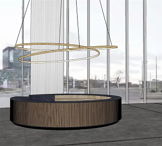 Modern Reception Desk Metal Ring Chandelier Service Desk 3d model