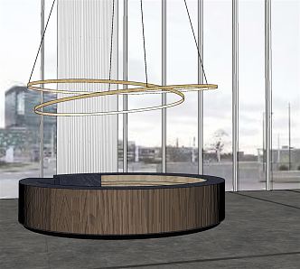 Modern Reception Desk Metal Ring Chandelier Service Desk 3d model