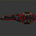 Futuristic Red Black Sci-Fi Spaceship With Complex Structure And Glowing Details 3d model