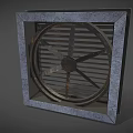 Square Metal Vent Grille With Rusted Gray Frame And Industrial Design