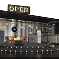 HipHop Blues R&B Music Stage With OPEN Sign Microphone Sofa Speakers And Stage Lights