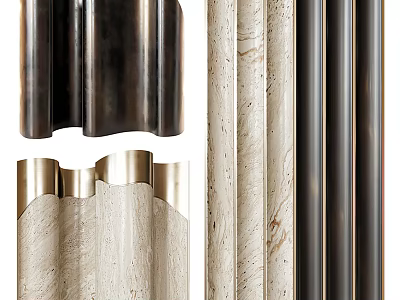 Elegant Modern Room Dividers Featuring Metal Frames And Marble Decorative Panels 3d model