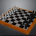 Classic Chessboard With Black White Squares And Orange Frame With Chess Pieces