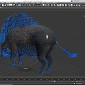 Wild Boar With Shaggy Mane And Gray Fur In Realistic Standing Posture