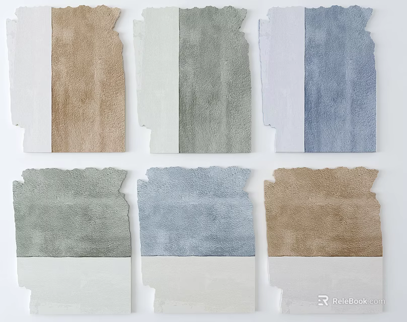 Colorful Textured Wall Decor Panels In Neutral And Soft Tones For Home 3d model 