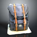 Durable Blue Canvas Backpack With Brown Leather Straps For Daily Use