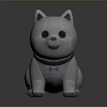 Grey Robot Dog Toy Featuring Green Eyes Blue Accents And Glowing Parts