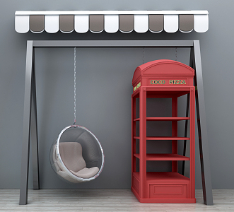 European-style telephone booth gardening sketch 3d model