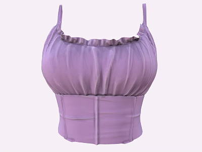 Purple Women's Camisole Top With Ruffled Design And Cinched Waist Detail 3d model