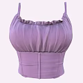 Purple Women's Camisole Top With Ruffled Design And Cinched Waist Detail