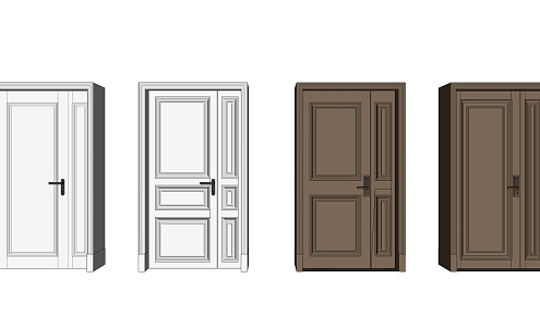 Modern child and mother door entry door child and mother door wooden door 3d model